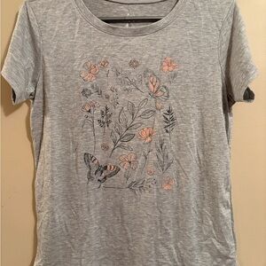 GAIAM Gray Floral Butterfly Tee